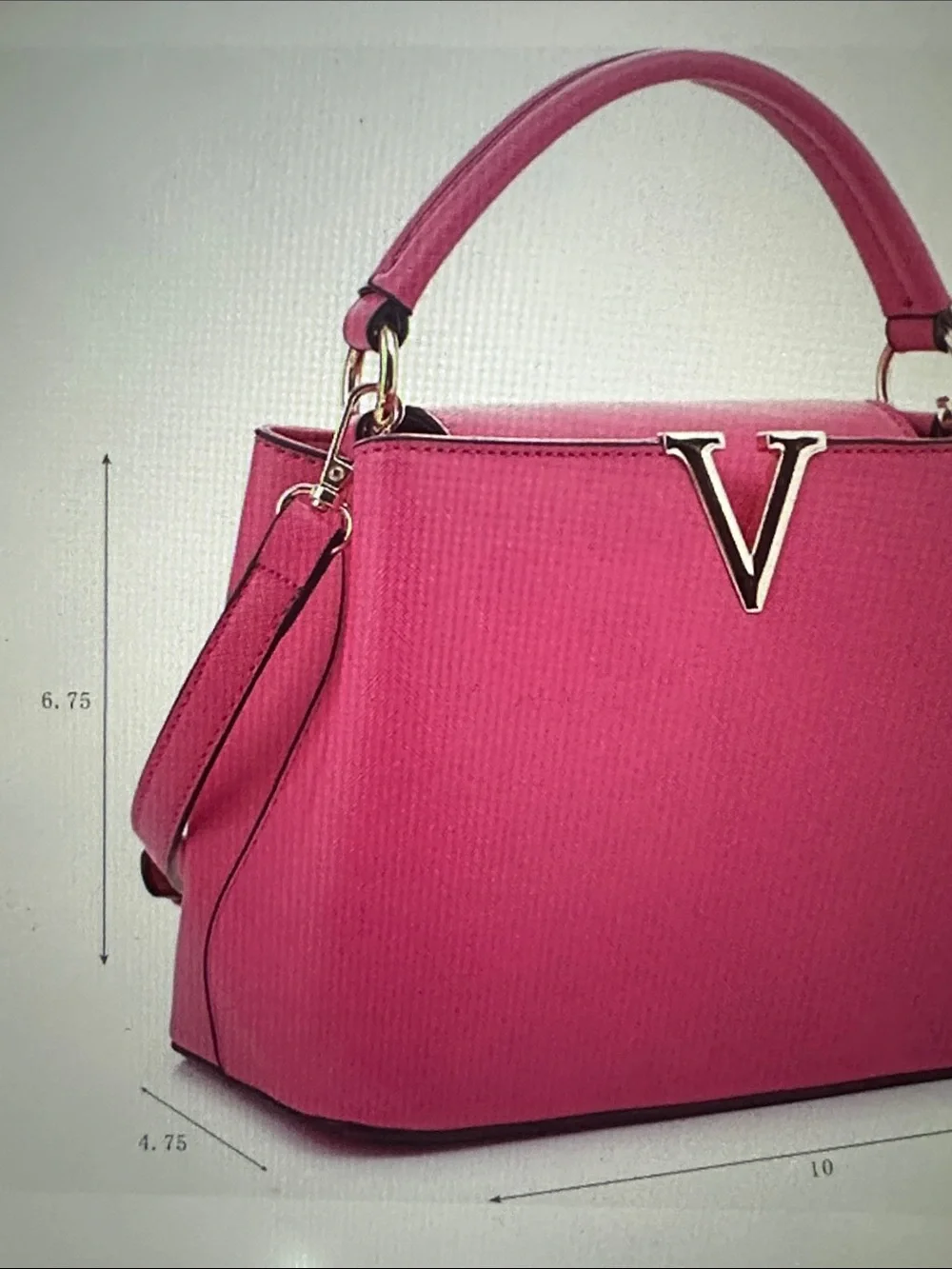V Logo Top-Handle Satchel in Hot Pink